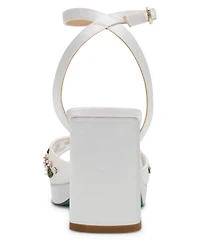 Betsey Johnson Women's Kirra Floral Beaded Platform Dress Sandals