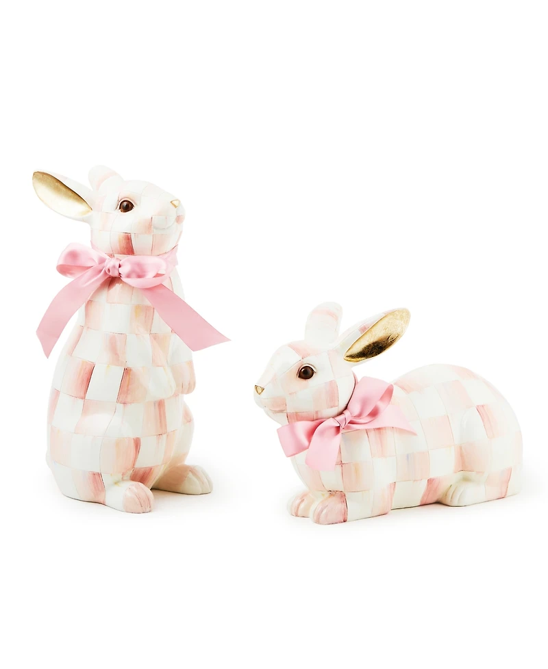 Mackenzie-Childs Rosy Check Resting Bunny Figurine