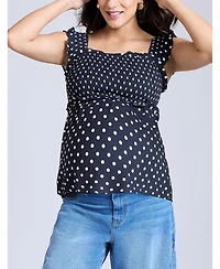 Motherhood Maternity Ruffle Sleeve Detail Top