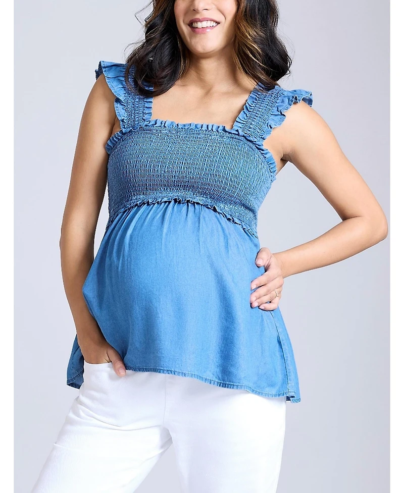 Motherhood Maternity Ruffle Sleeve Detail Top