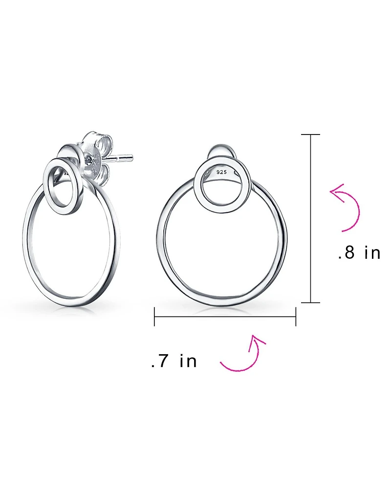 Bling Jewelry Minimalist Geometric Hoop Huggie Earrings Sterling Silver 1.75 Inch Diameter