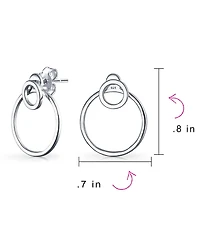 Bling Jewelry Minimalist Geometric Hoop Huggie Earrings Sterling Silver 1.75 Inch Diameter