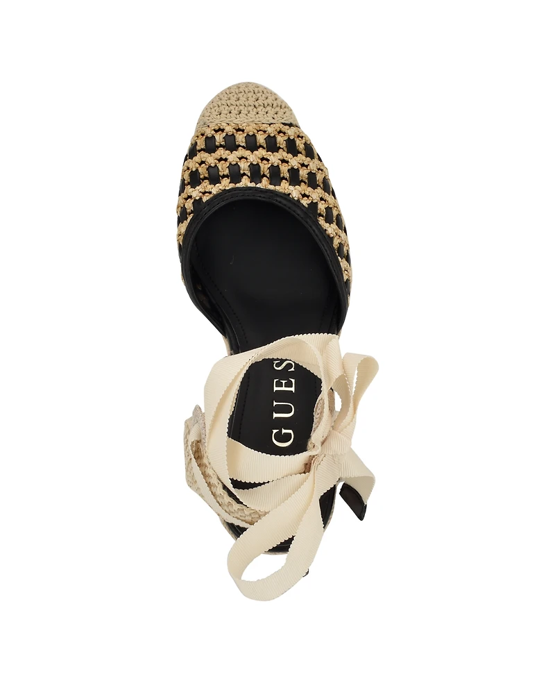Guess Women's Cylenam Ankle Wrap Espadrille Wedge Sandals