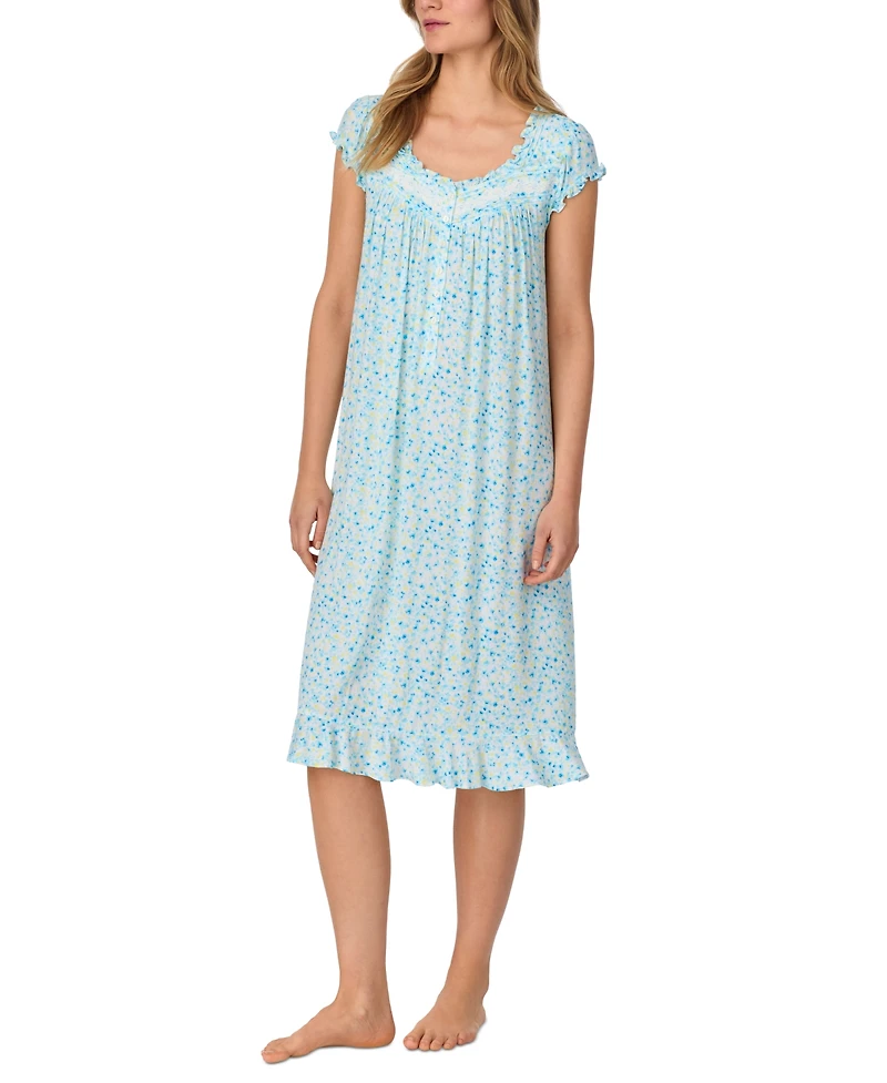 Eileen West Women's Printed Cap-Sleeve Waltz Nightgown