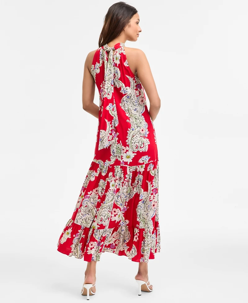 Msk Women's Paisley Floral-Print Tiered Maxi Dress