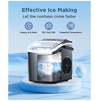 Cowsar 26 Pound Portable Countertop Ice Maker, 9 Bullet Cubes in 6 Mins, Self-Cleaning