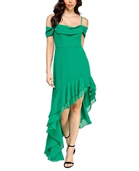 Seni & Cade Juniors' Ruffled High-Low Chiffon Dress