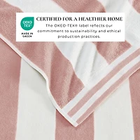 Linery & Co. 100% Cotton Velour Cabana Stripe Oversized Beach Towel, 35" x 70"