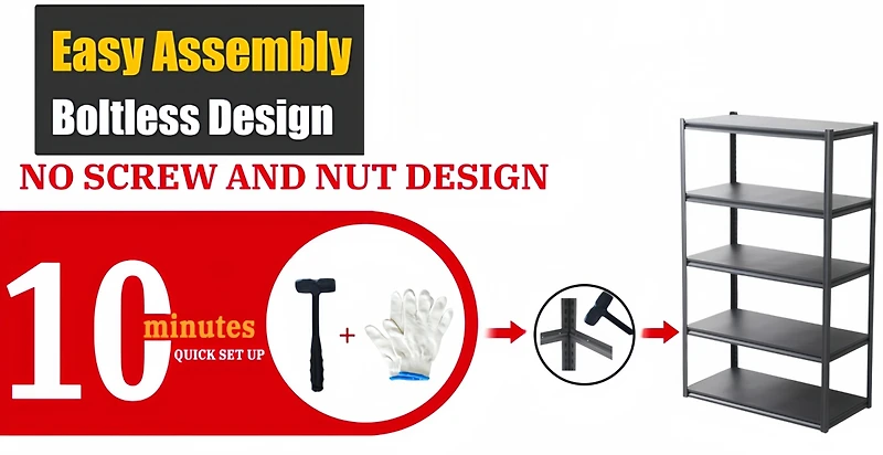 5 Tier Heavy Duty Metal Storage Shelves,Easy to Assemble,Adjustable,Storage Shelves for Basements, Garages and Kitchen