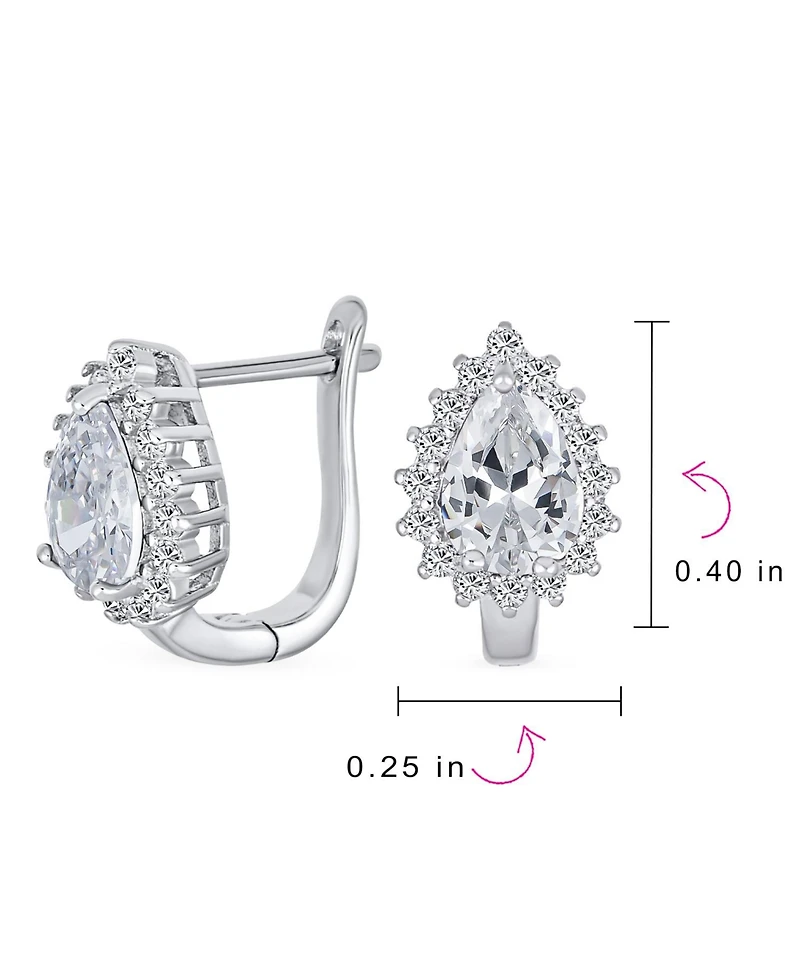 Bling Jewelry Timeless Elegant Cz Cubic Zirconia Stud Earrings Teardrop Huggie Sterling Silver