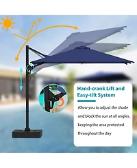10 ft. Patio Umbrella Square Cantilever Umbrella, Outdoor Market Umbrella in Blue with 360° Rotation for Pool Lawn(without base)