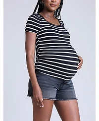Motherhood Maternity Square Neck Rib Knit Short Sleeve Top