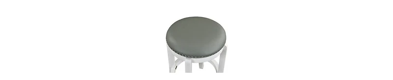 Backless Swivel Counter Stool with Faux Leather and Nailhead Trim