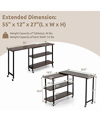 360° Rotating Sofa Side Table with 2-Tier Storage Shelves