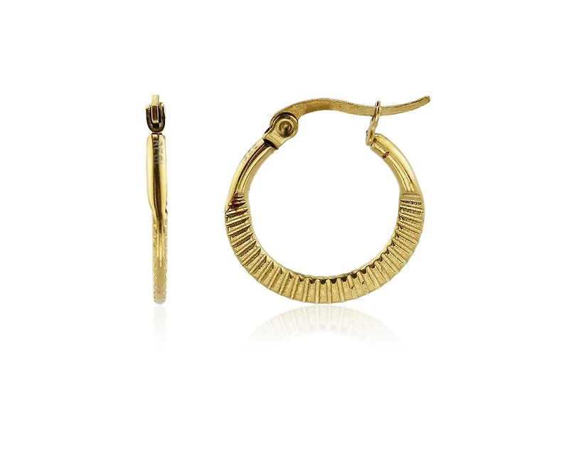 Ribbed Hoop Earrings in Stainless Steel