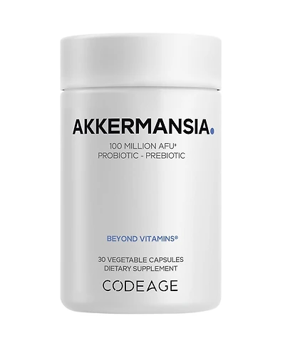 Codeage Akkermansia Synbiotic Supplement - 100 Million Afu Akkermansia Probiotic & Chicory Inulin Prebiotic - Chicory Root - 1 Capsule Per Serving
