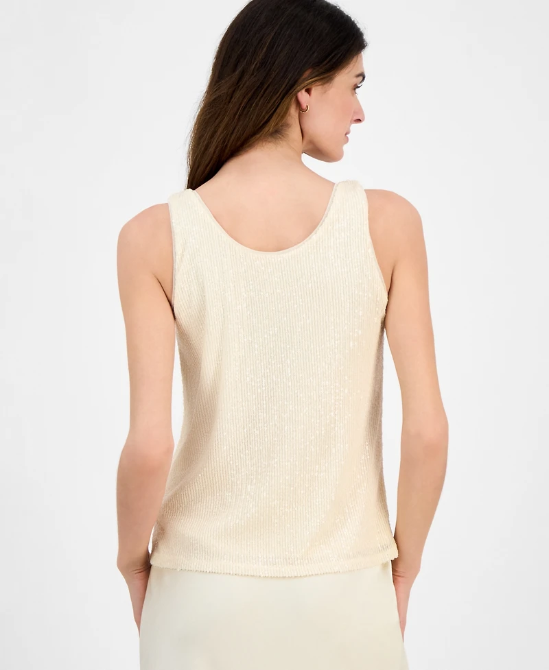 Anne Klein Women's Sequin Double-Scoop Sleeveless Tank