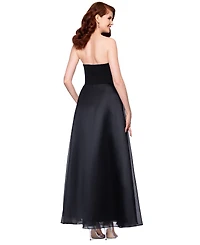 Betsy & Adam Petite Mixed-Material Strapless Ball Gown