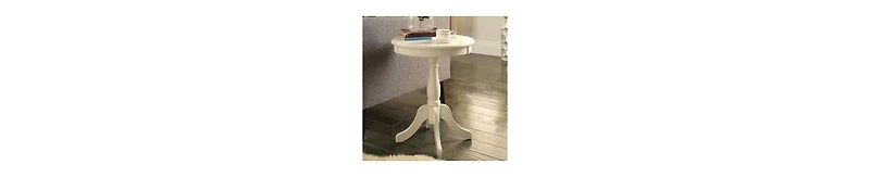 Traditional Round Side Table with Turned Pedestal Base – Sturdy Wood Construction