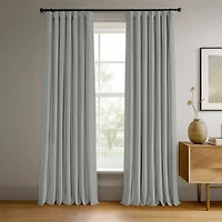 Half Price Drapes Reflection Grey Signature Velvet Blackout Curtain