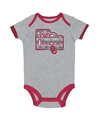 Champion Baby Boys and Girls Crimson/Gray/White Oklahoma Sooners Bodysuit, Set of 3