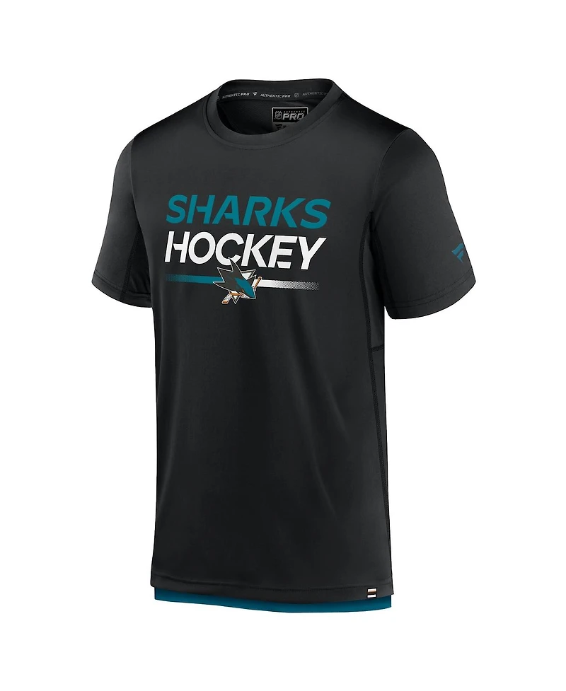 Fanatics Men's Black San Jose Sharks Authentic Pro Tech T-Shirt