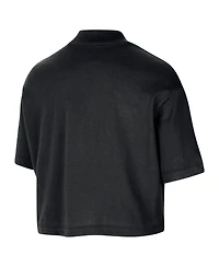 Nike Women's Black Los Angeles Lakers Courtside Mock Neck Loose Fit Cropped T-Shirt