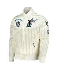 Pro Standard Men's Cream Florida Marlins Cooperstown Collection Pinstripe Retro Classic Satin Full-Snap Jacket
