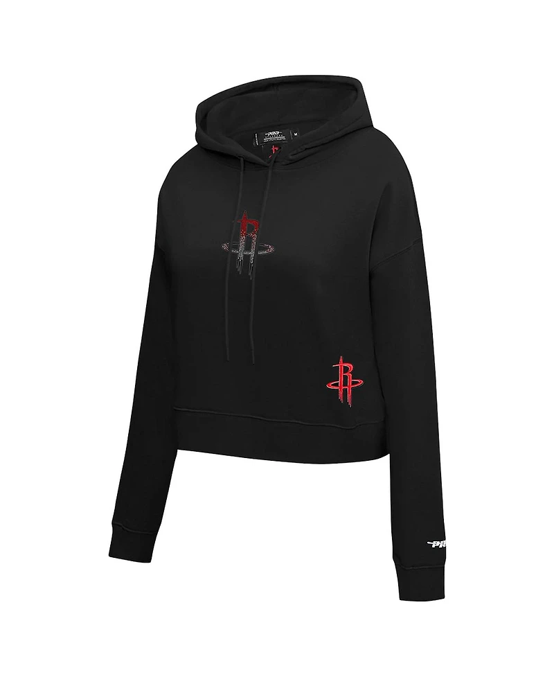 Pro Standard Women's Black Houston Rockets Jewels Cropped Pullover Hoodie