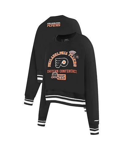 Pro Standard Women's Black Philadelphia Flyers Area Code Cropped Pullover Sweatshirt