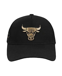 Pro Standard Men's Black Chicago Bulls Metallic Logo Pinch Front Adjustable Hat
