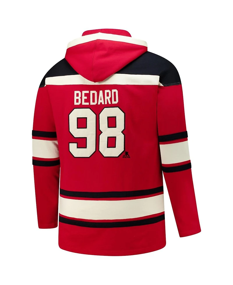'47 Brand Men's Connor Bedard Red Chicago Blackhawks Big Tall Lace-up Pullover Hoodie