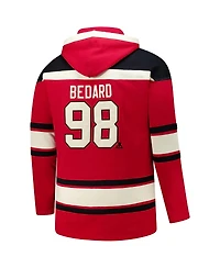 '47 Brand Men's Connor Bedard Red Chicago Blackhawks Big Tall Lace-up Pullover Hoodie