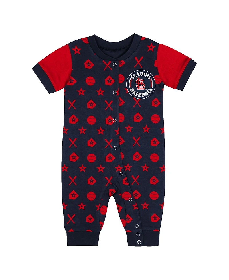 Outerstuff Baby Boys and Girls Navy St. Louis Cardinals Full-Snap Coverall Bodysuit