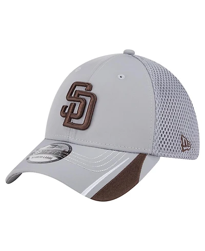 New Era Men's Gray San Diego Padres Linear 39Thirty Flex-Fit Hat