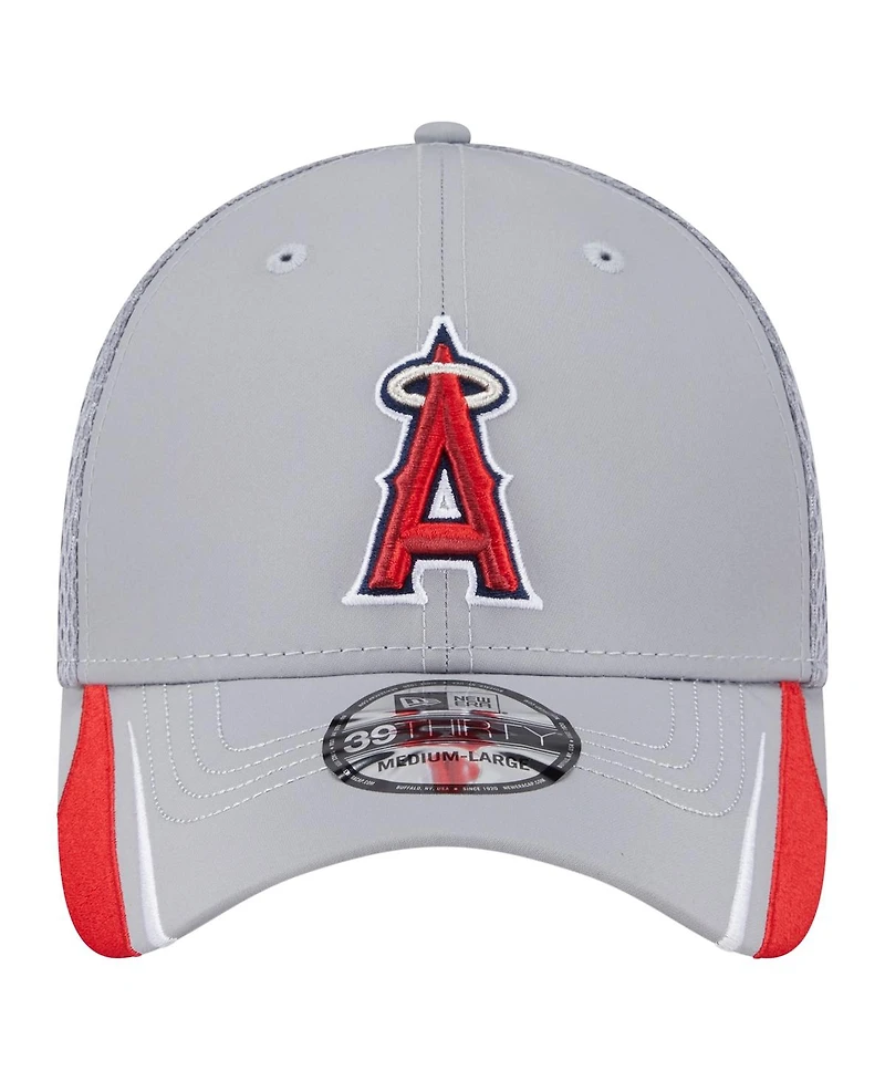 New Era Men's Gray Los Angeles Angels Linear 39Thirty Flex-Fit Hat