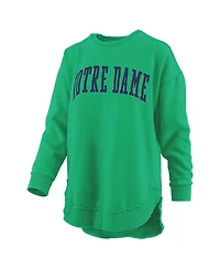 Pressbox Women's Green Notre Dame Fighting Irish Melange Poncho Vintage Fleece Long Sleeve Pullover Sweatshirt