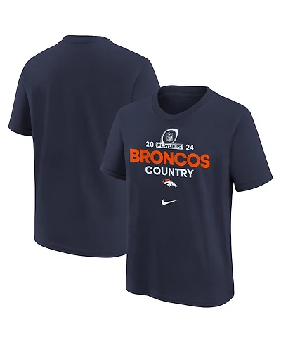 Nike Big Boys and Girls Navy Denver Broncos 2024 Nfl Playoffs T-Shirt