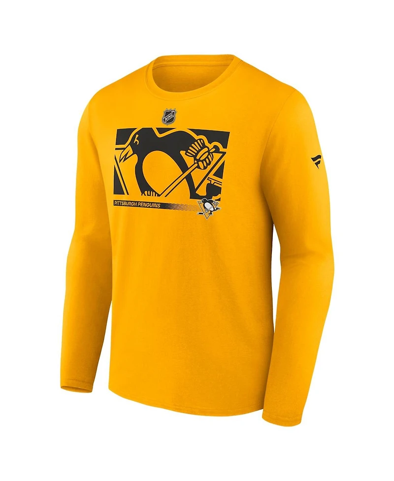 Fanatics Men's Gold Pittsburgh Penguins Authentic Pro Core Collection Secondary Long Sleeve T-Shirt