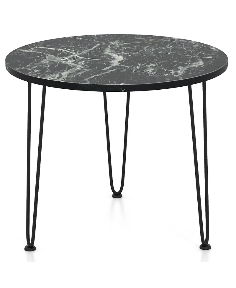 Round Table with Thickened Tabletop and Metal Tripod Legs