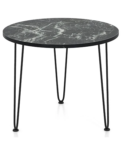 Round Table with Thickened Tabletop and Metal Tripod Legs