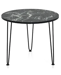 Round Table with Thickened Tabletop and Metal Tripod Legs
