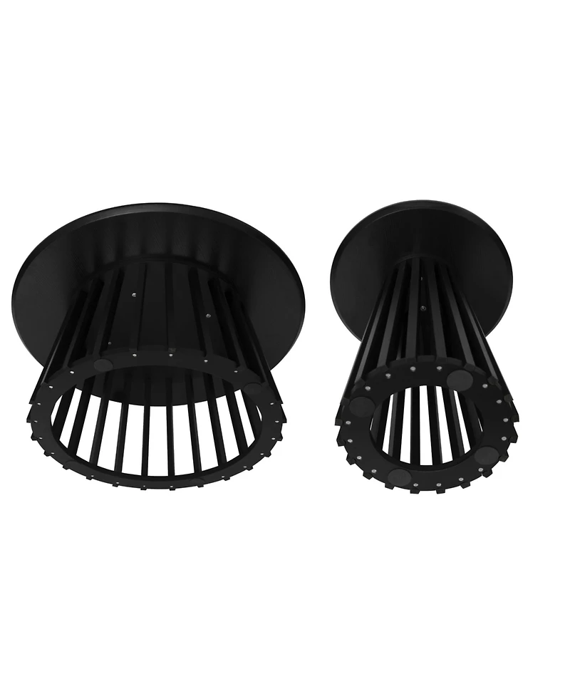 Mondawe Round Coffee Table Set of 2, Grille Molding, Suitable for Bedroom, Living Room, Balcony