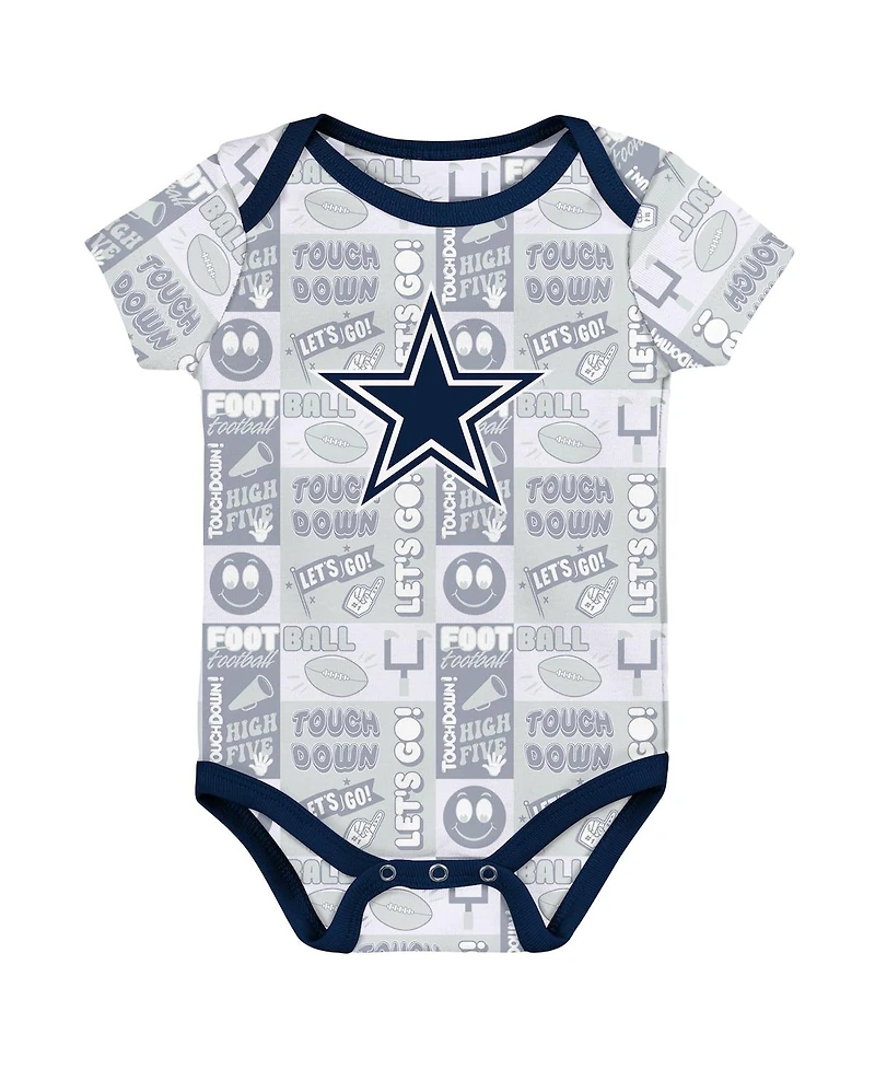 Outerstuff Baby Boys and Girls Dallas Cowboys Play Day Bodysuit, Set of 3