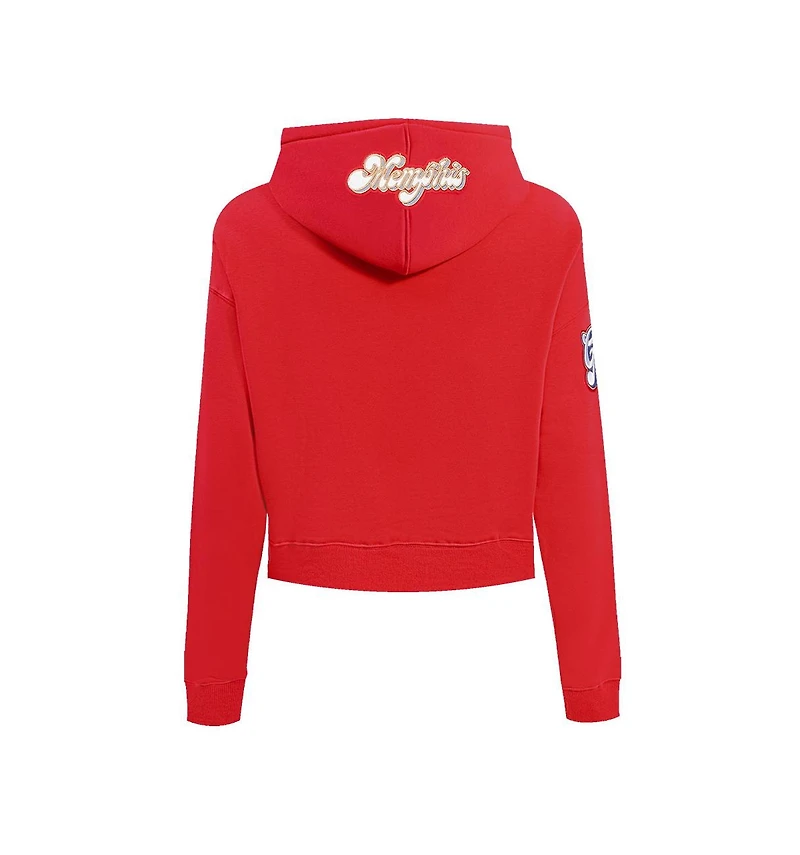 Pro Standard Women's Red Memphis Grizzlies 2024/25 City Edition Chenille Applique Cropped Pullover Hoodie