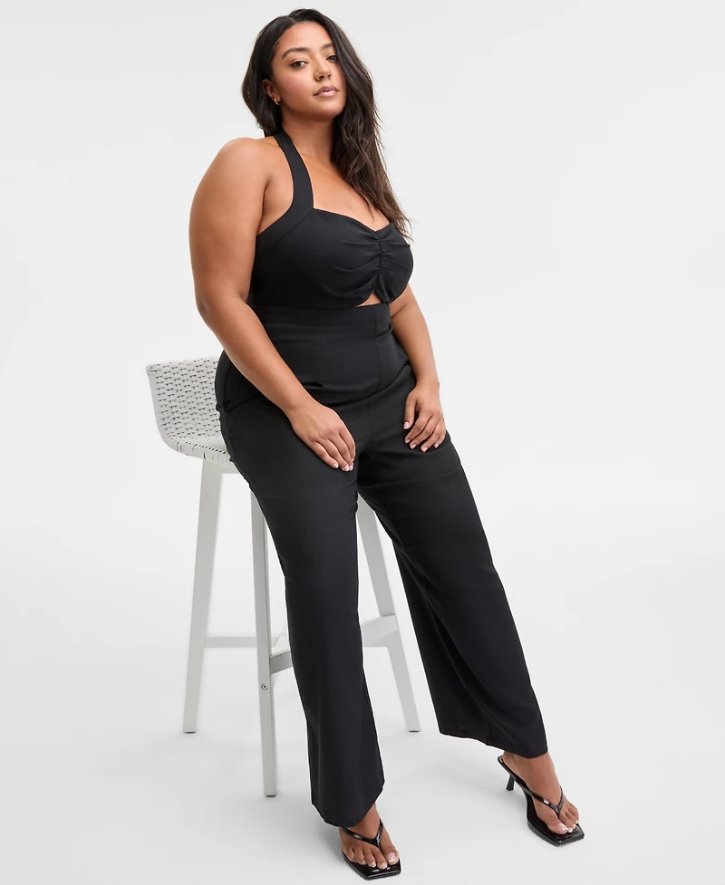Bar Iii Trendy Plus Size Halter Jumpsuit, Exclusively at Macy's