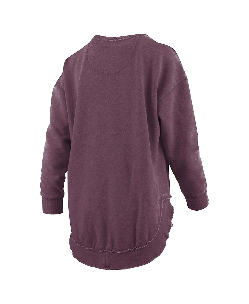 Pressbox Women's Maroon Virginia Tech Hokies Melange Poncho Vintage Fleece Long Sleeve Pullover Sweatshirt