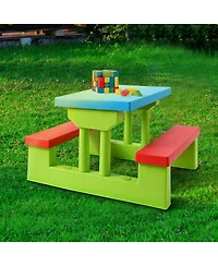Kids Picnic Folding Table and Bench with Umbrella
