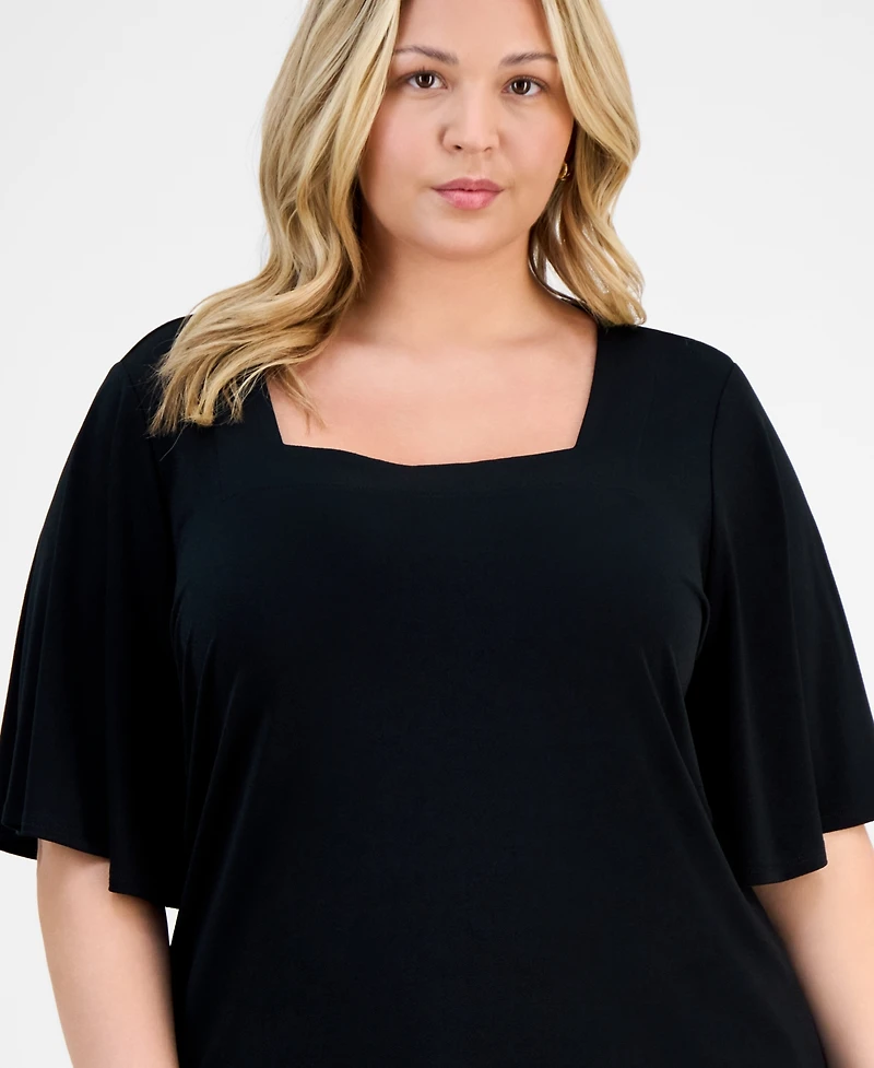 Jm Collection Plus Flutter-Sleeve Top, Exclusively at Macy's