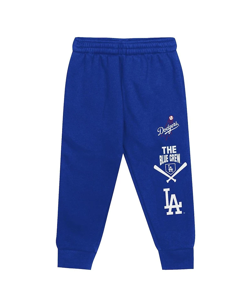 Outerstuff Toddler 2-Piece White/Royal Los Angeles Dodgers Wind Up Pullover Hoodie and Sweatpants Set